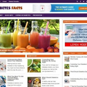 Diabetes Facts Ready Made Blog Turnkey Niche Website Business for Sale