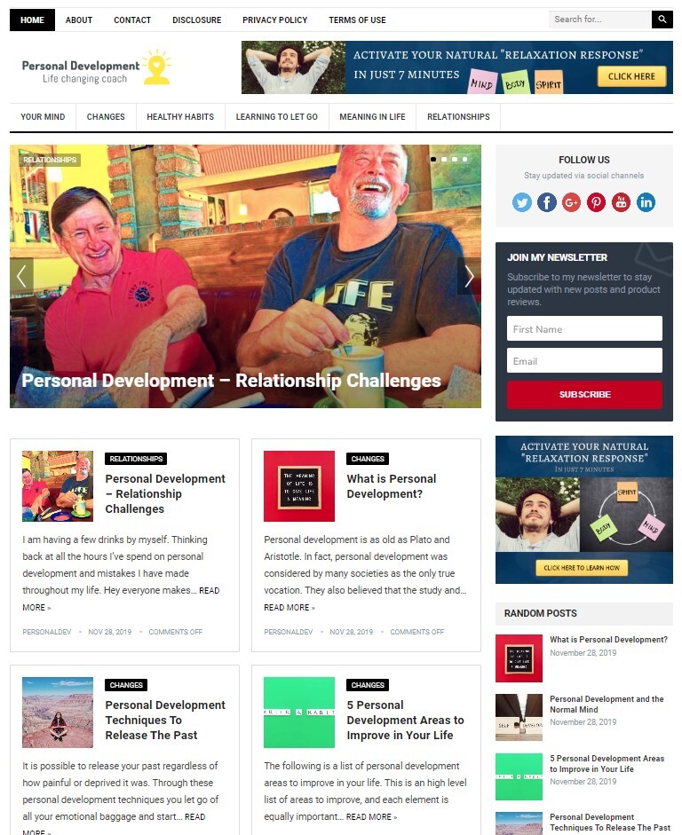 PERSONAL DEVELOPMENT WORDPRESS THEME+FREE SETUP PRE-DESIGNED BANNERS AND ADS