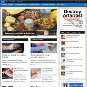 Arthritis Ready Made Blog Turnkey Niche Website Business for Sale