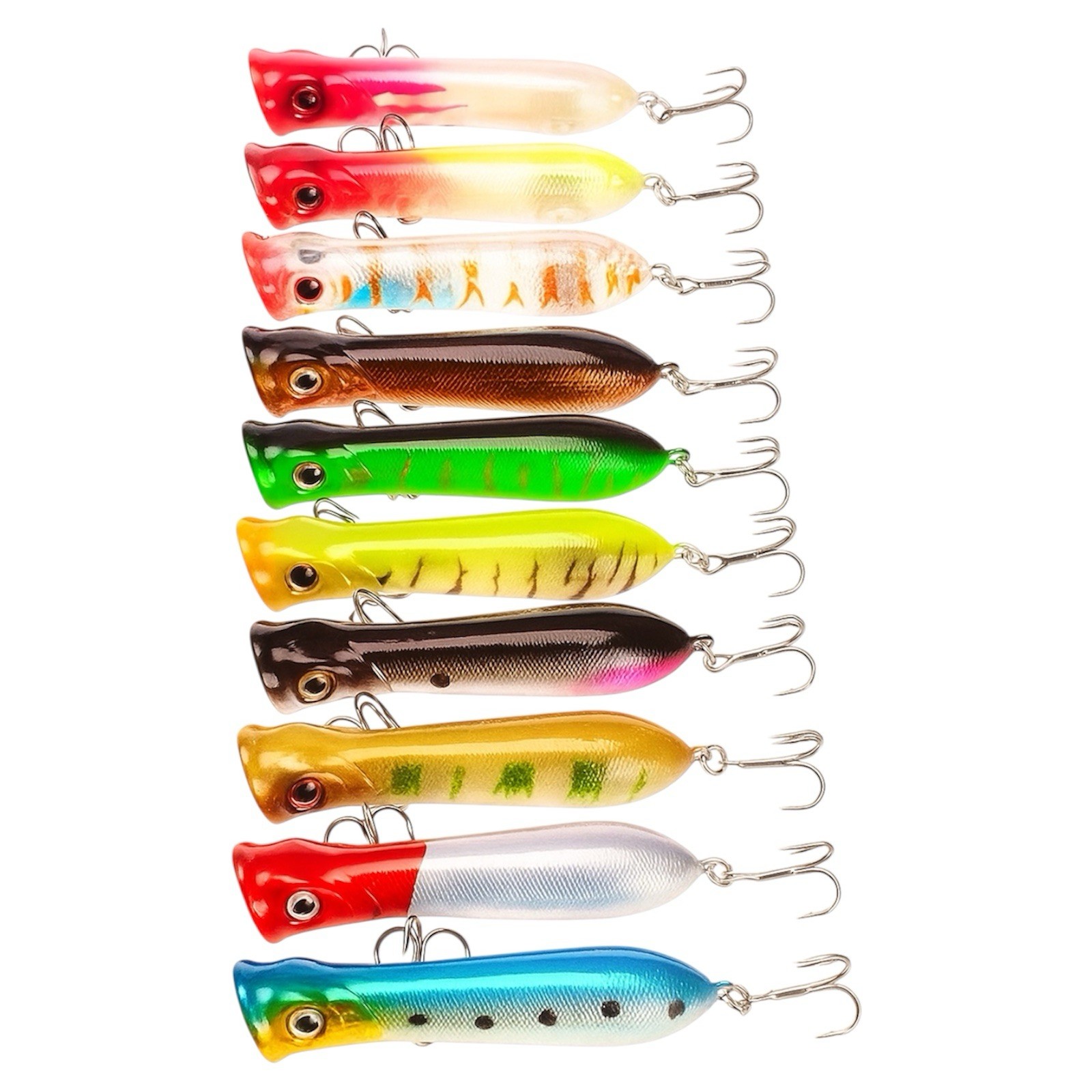10-Piece Topwater Popper Fishing Lures – Floating Crankbait Hard Bait Tackle Set | eBay