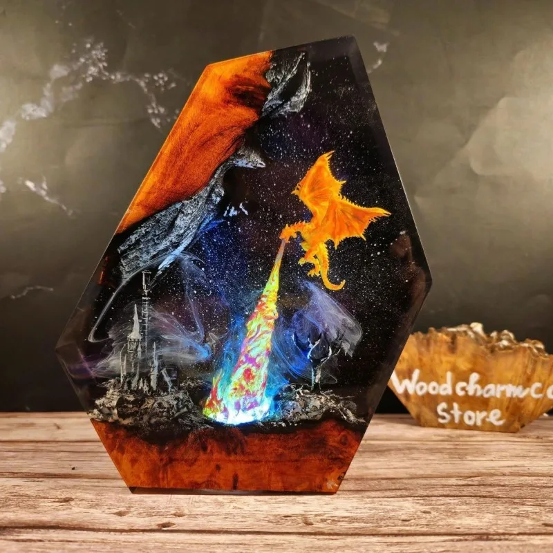 Dragon Castle Volcano Resin Lamp Night Light Plug In Home Decor Gift Creative Birthday Present LED Desk Lamp Waterproof - AliExpress 15 - Image 3