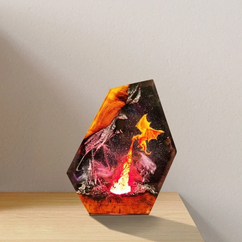 Dragon Castle Volcano Resin Lamp Night Light Plug In Home Decor Gift Creative Birthday Present LED Desk Lamp Waterproof - AliExpress 15 - Image 5